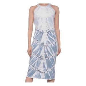 Young Fabulous & Broke Maverick Tie Dye Midi Dress Blue White Ribbed Knit S